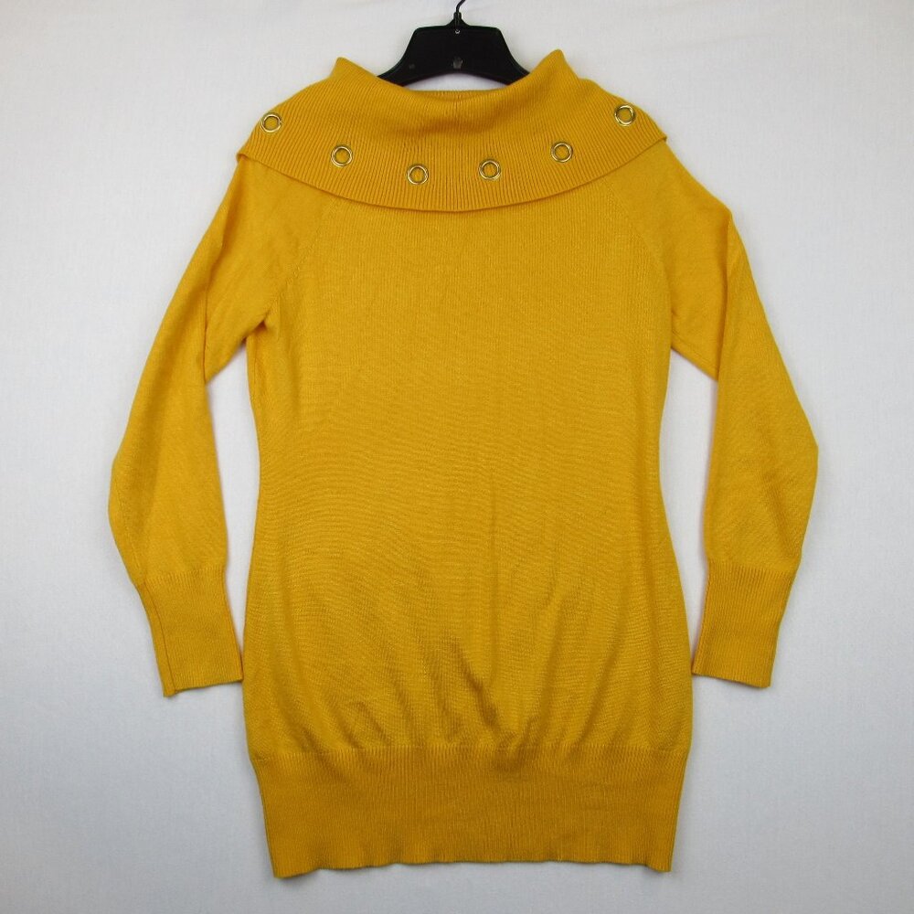 Questions? Women's M Yellow Knitted Top Long Sleeve Cowl Neck Embellished